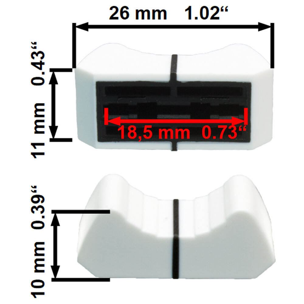 Sifam 2pcs FADER KNOBs CAPs WHITE 0.73" slider potentiometer replacement mixer
