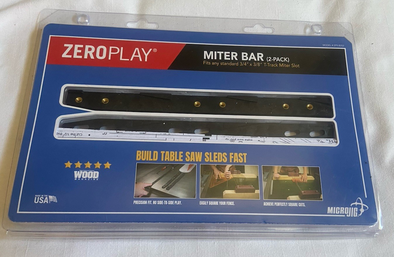 MICROJIG ZEROPLAY MITER BAR (2-Pack) - 3/4"x3/8” T-Track Miter Slot NEW ZP9B2S2
