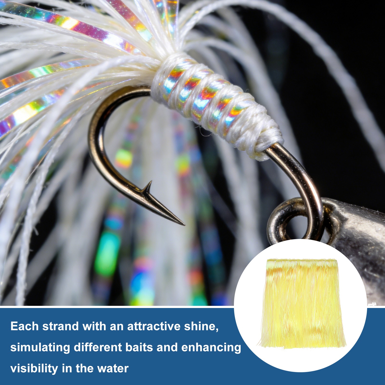 Fly Tying Materials, Crystal Flash 10 Pcs & 12 Inch & Yellow & PE