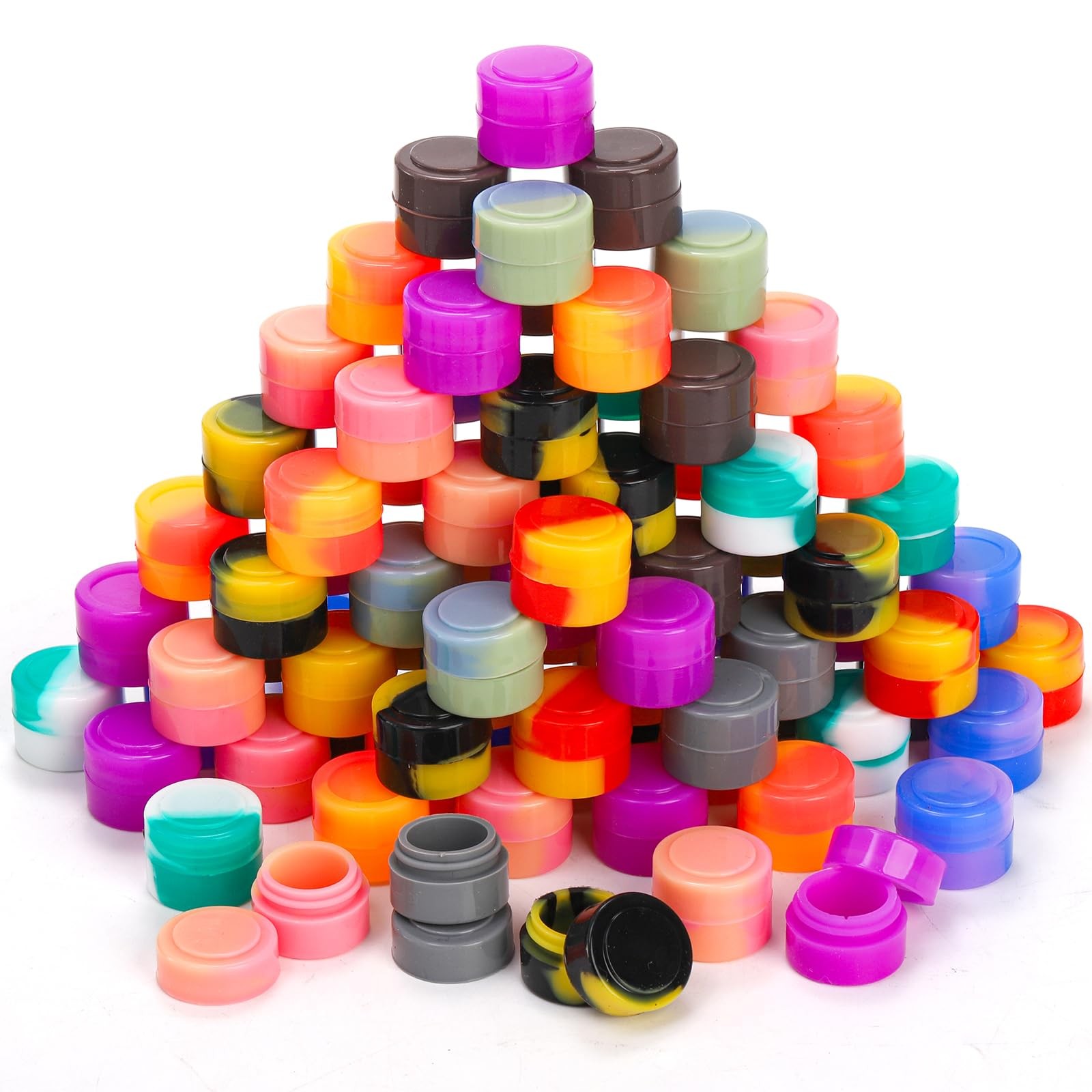 100Pcs 2ml Silicone Wax Containers NonStick Multi Use Storage Jars, Oil Conce...