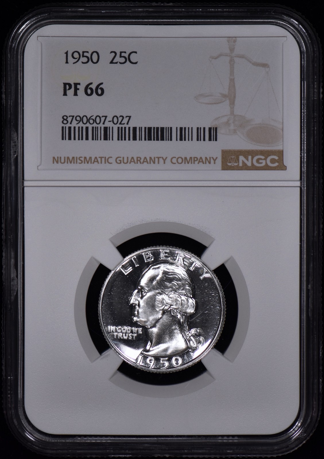 1950 Proof Washington Quarter 25c NGC PF66 (PR66) White & Spotless!