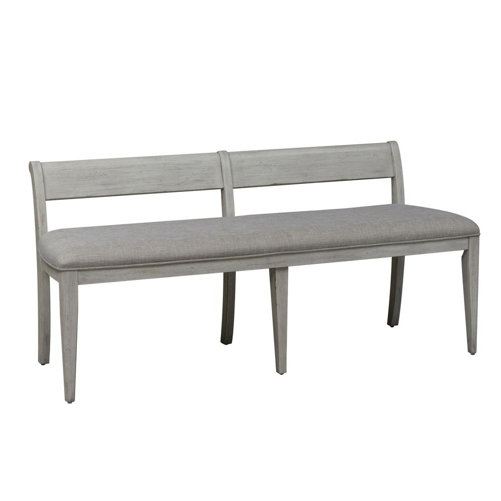 Farmhouse Reimagined Upholstered Bench (RTA) in Antique White w/ Chestnut Top