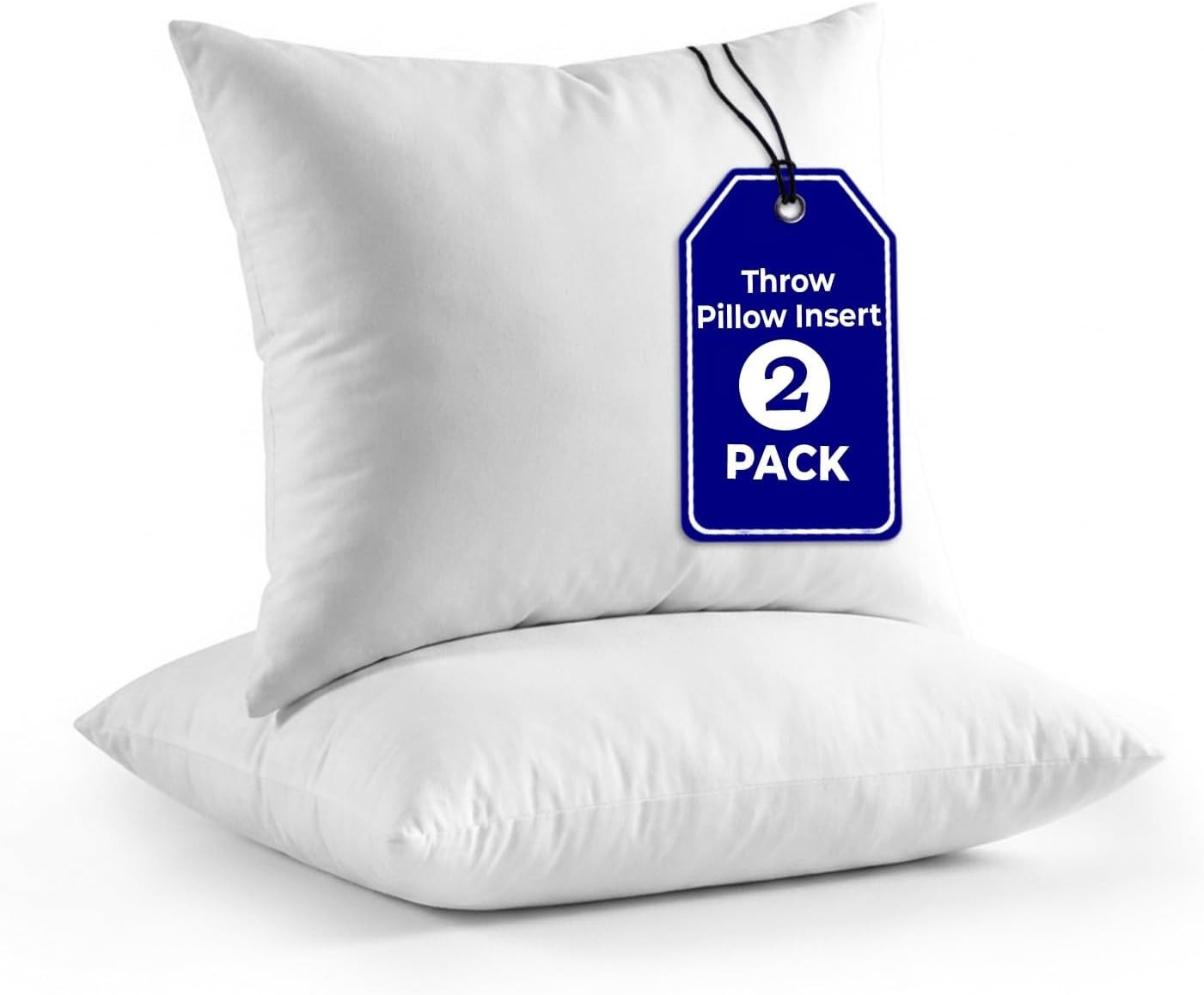 18 x 18 Throw Pillow Insert - Pack of 2 White, Down Alternative Pillow Inserts