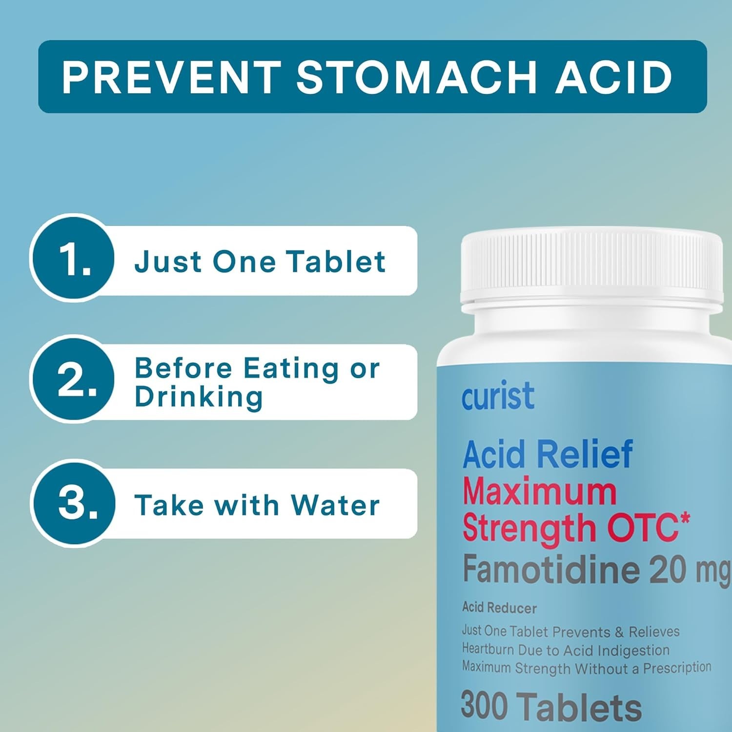 Famotidine 20Mg Bulk Pack (300 Count Tablets) Acid Reflux Medicine for Heartburn
