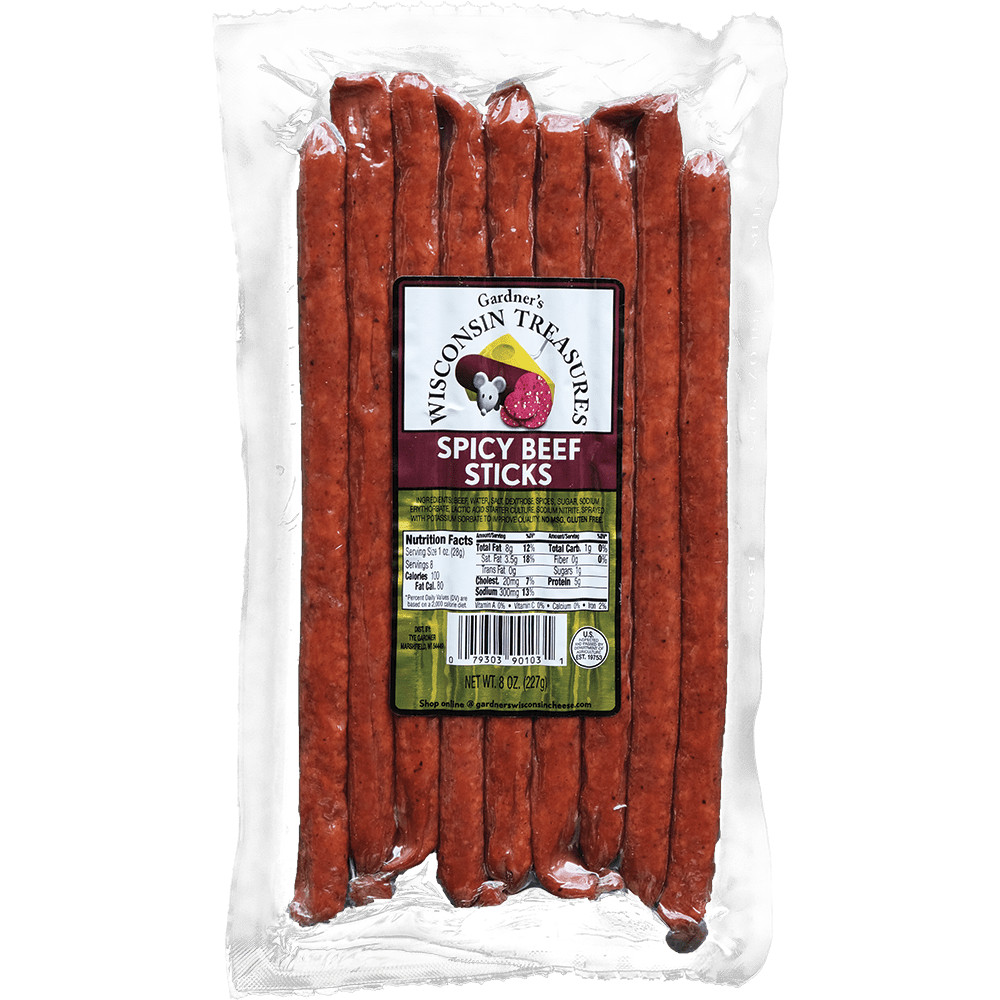 1/2 POUND BIG SPICY HOT All Beef Meat Snack Sticks - One 8 oz. pack Gehrke Jerky