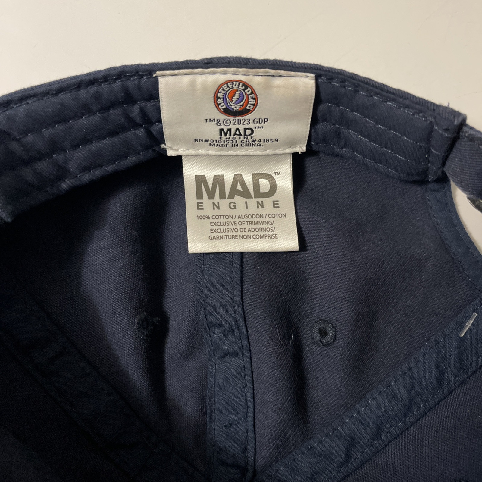 Grateful Dead Blue/Gray Adjustable Strap Hat Cap Multicolor Bear By Mad Engine