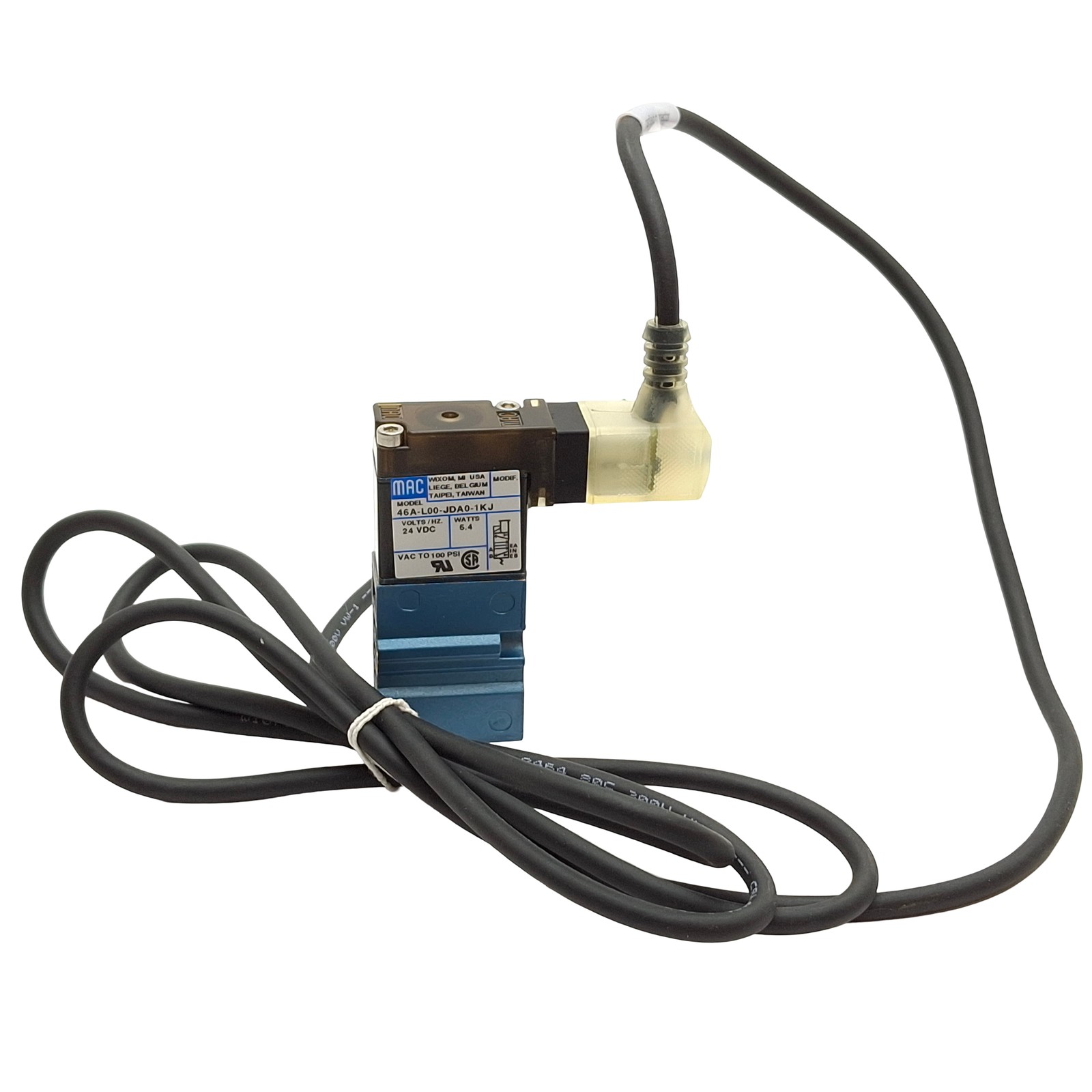 Mac 46A-L00-JDA0-1KJ Solenoid Valve, 4/2-Way, Vacuum to 100 psi, 24VDC Coil
