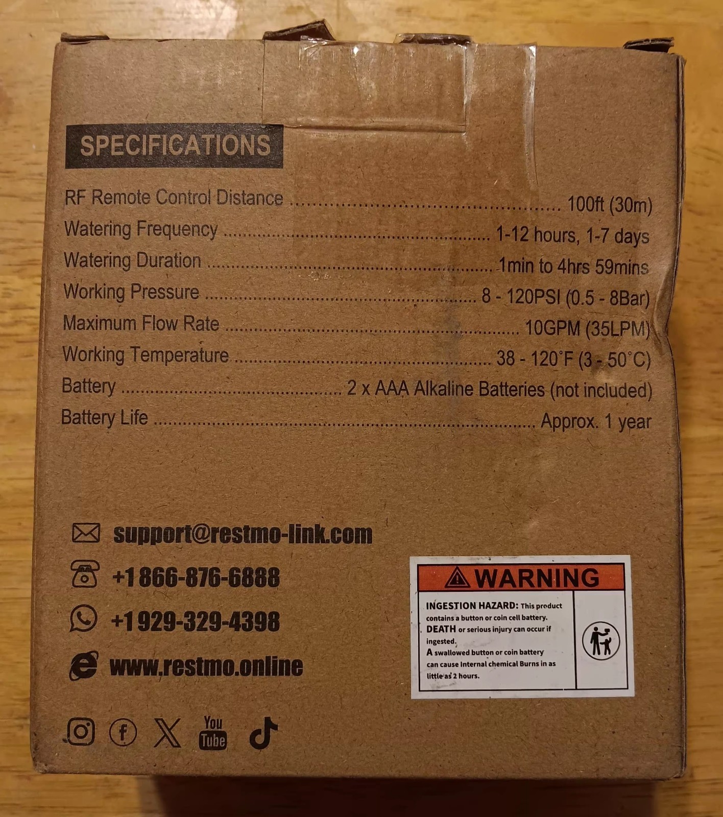 Restmo Remote Control Water Timer Model 0-HT-1A-RF, BSP/NH Thread