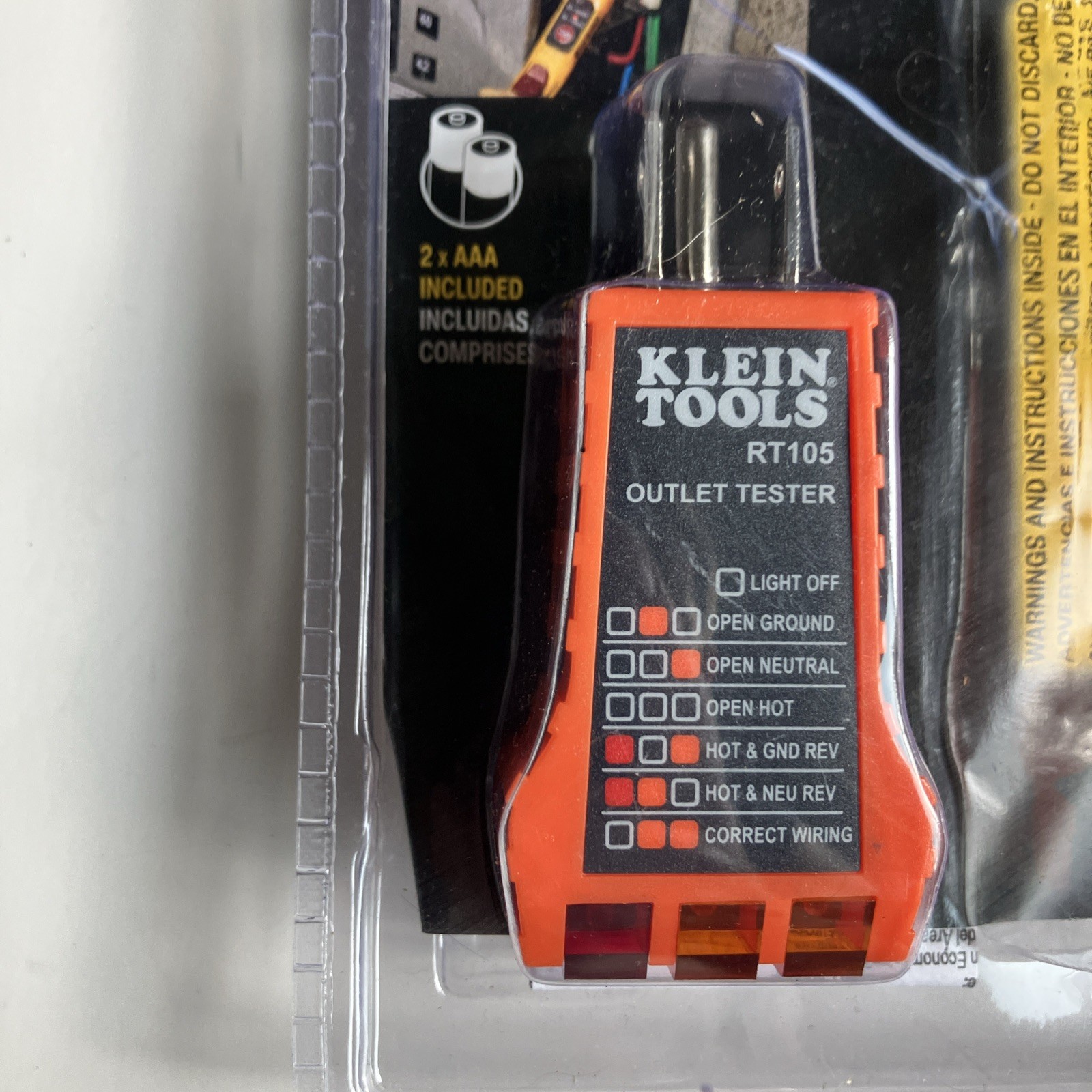 Klein Tools Outlet Receptacle Tester Model RT105 NEW OPEN BOX