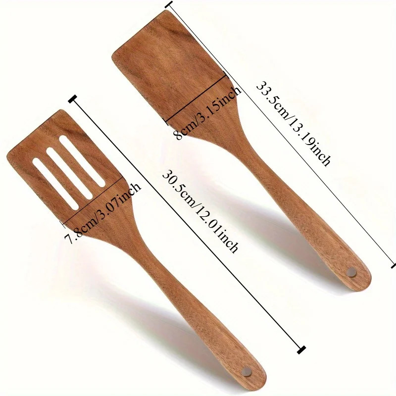 Wooden Spatula Set - Durable & Ergonomic with Long Handles, Multipurpose Cooking