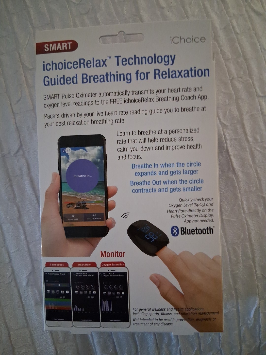 Smart Pulse Oximeter + Relaxation Coach-Retail Value $70