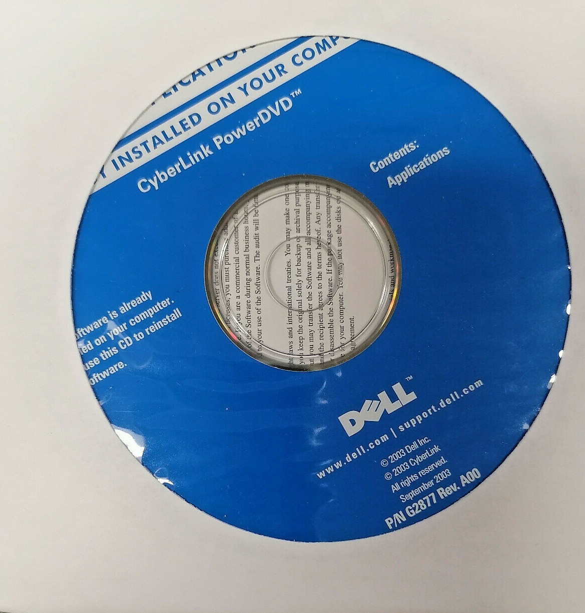 N.I.B Dell Reinstalling Disc CyberLink PowerDVD 0G2876