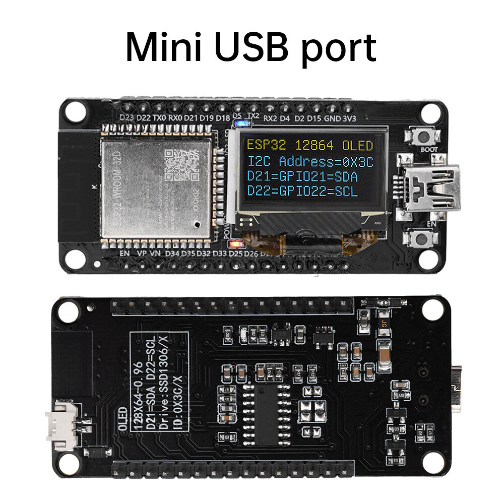0.96" ESP32 ESP-WROOM-32D WIFI Bluetooth Development Board OLED CH340C Module