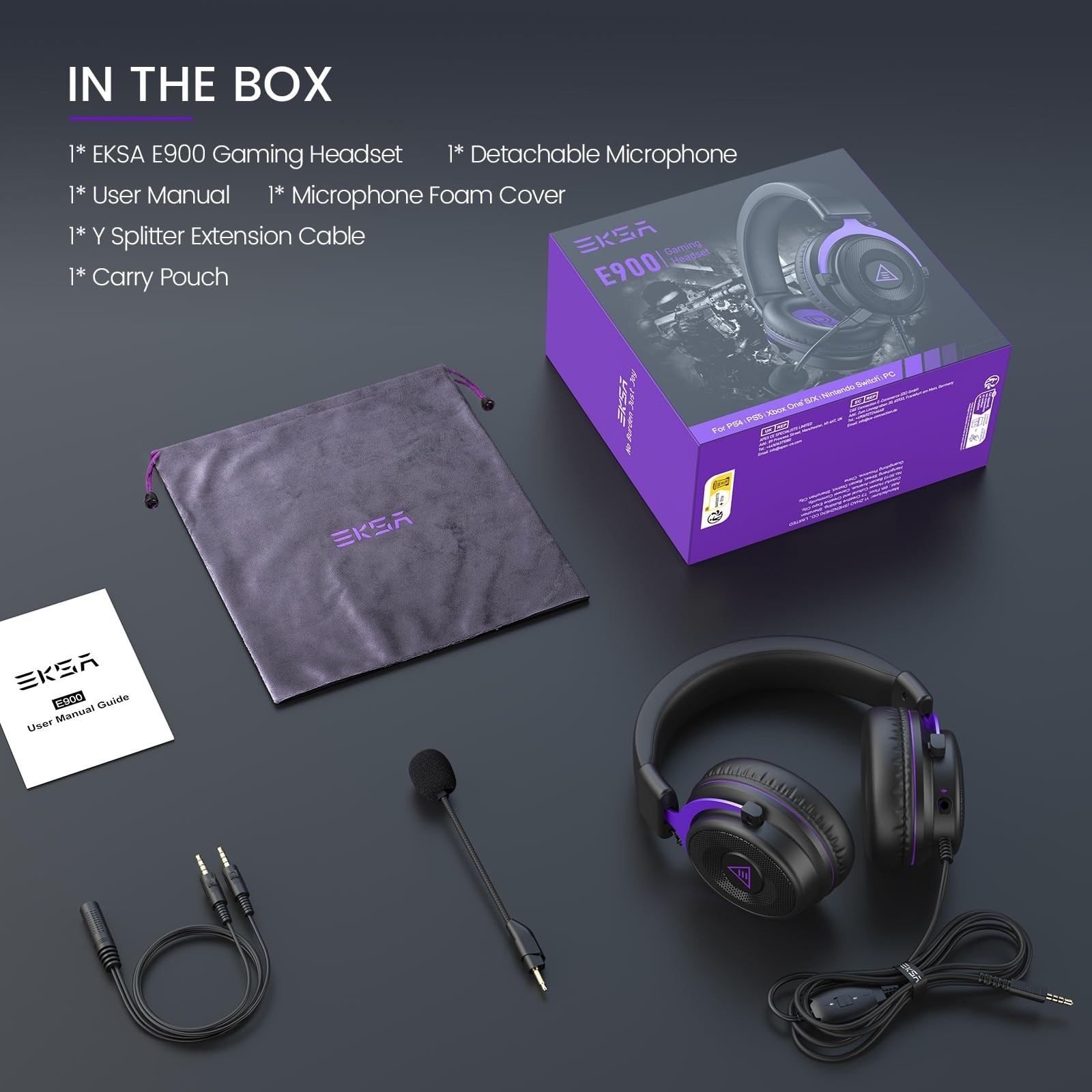 EKSA E900 Headset with Microphone for PC, PS4,PS5, Xbox - Detachable Noise Ca...
