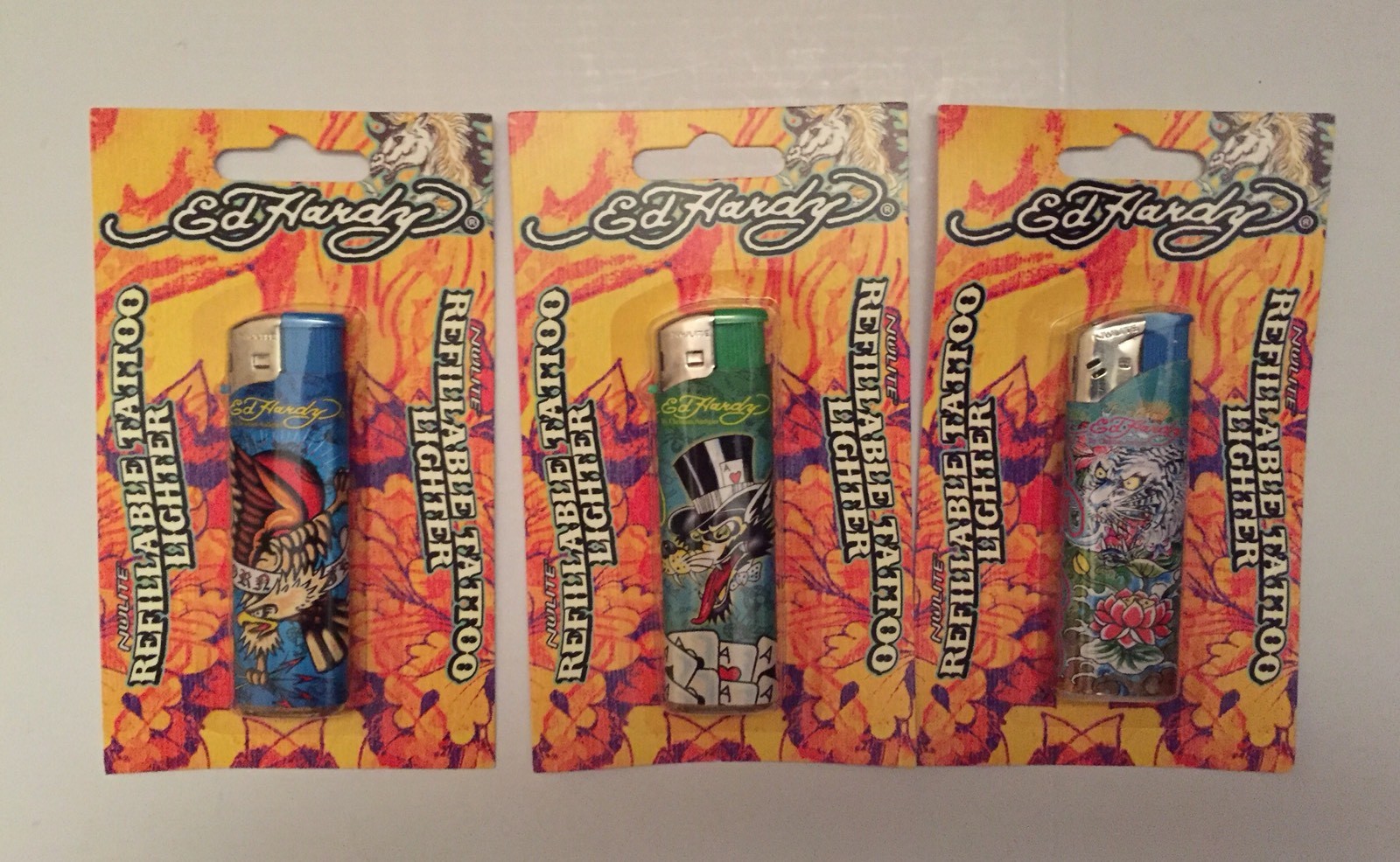 3 Lighter SEALED ED HARDY REFILLABLE TATTOO LIGHTER -any 3 Random