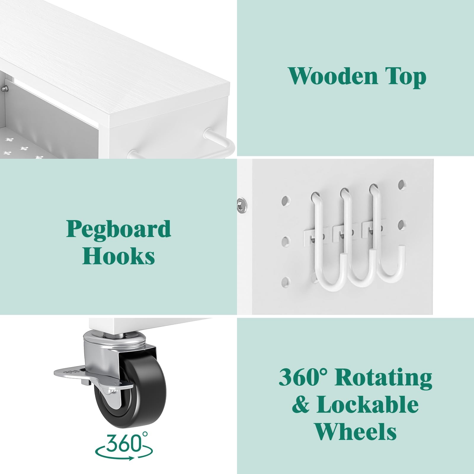 4 Tier Rolling Kitchen Storage Cart 5.9in Width White Carts Slim Wheels Small