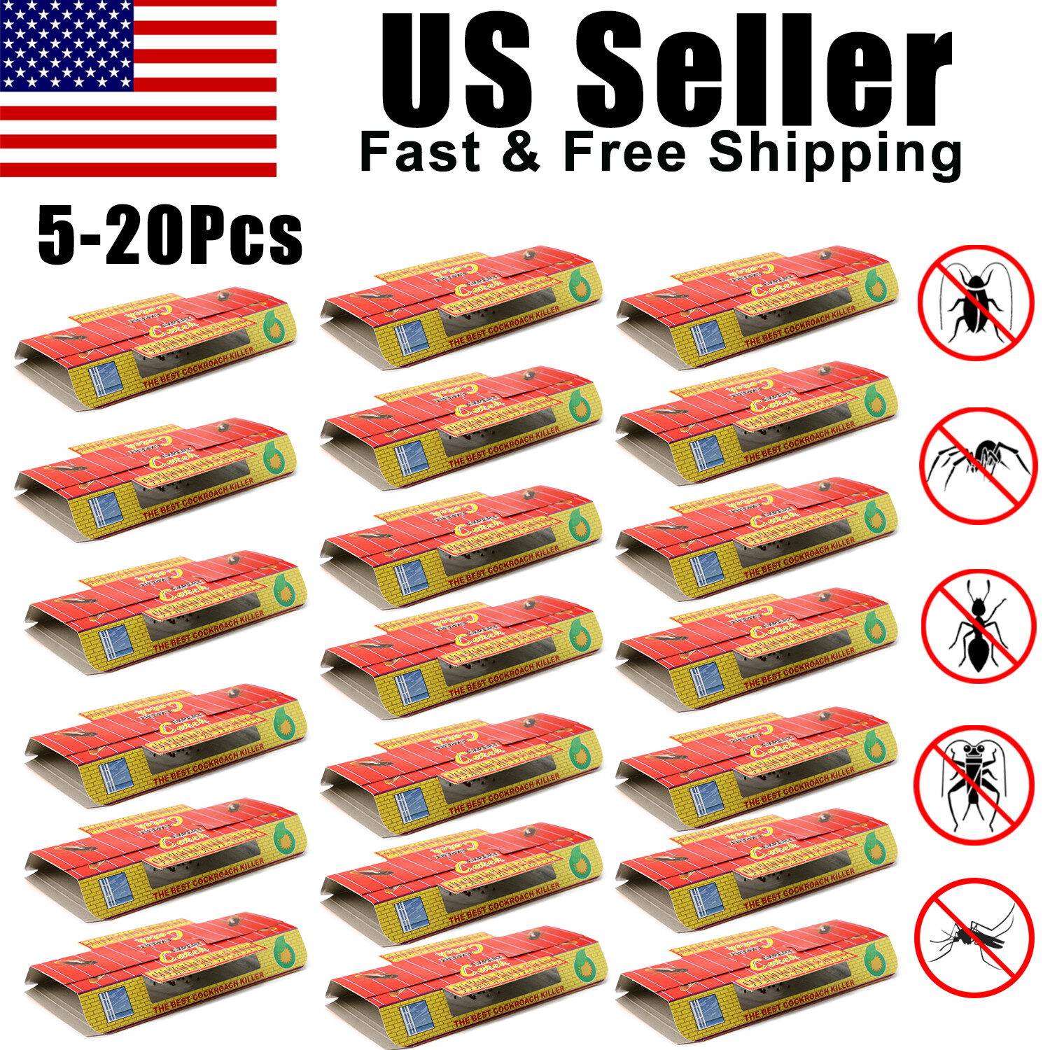 Roach Bait Cockroach Spider Killer Glue - 5-20PCS Indoor Outdoor Glue Trap