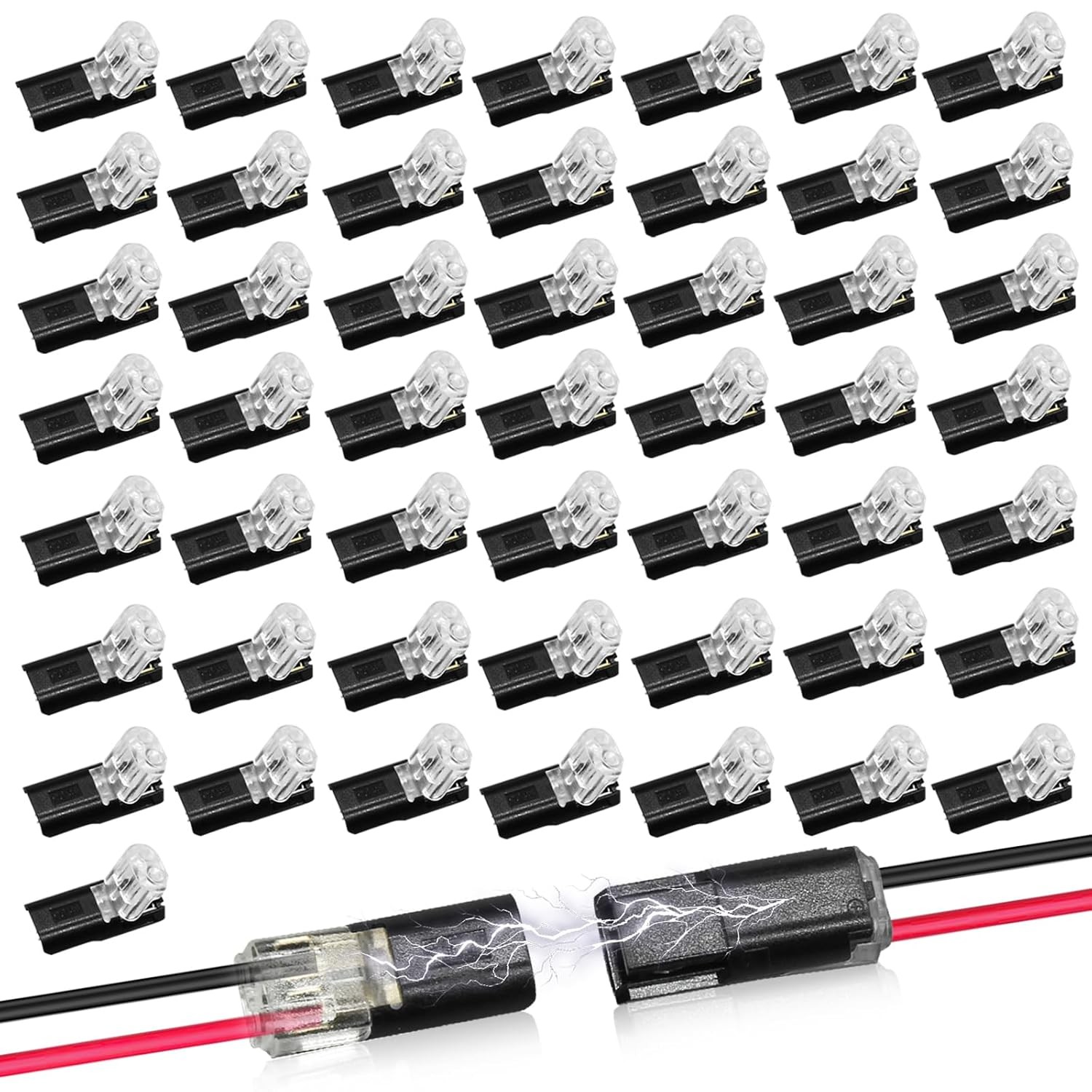 50pcs Double Wire Plug-in Connector Led Light Strip Fast Connectors with 2Pin
