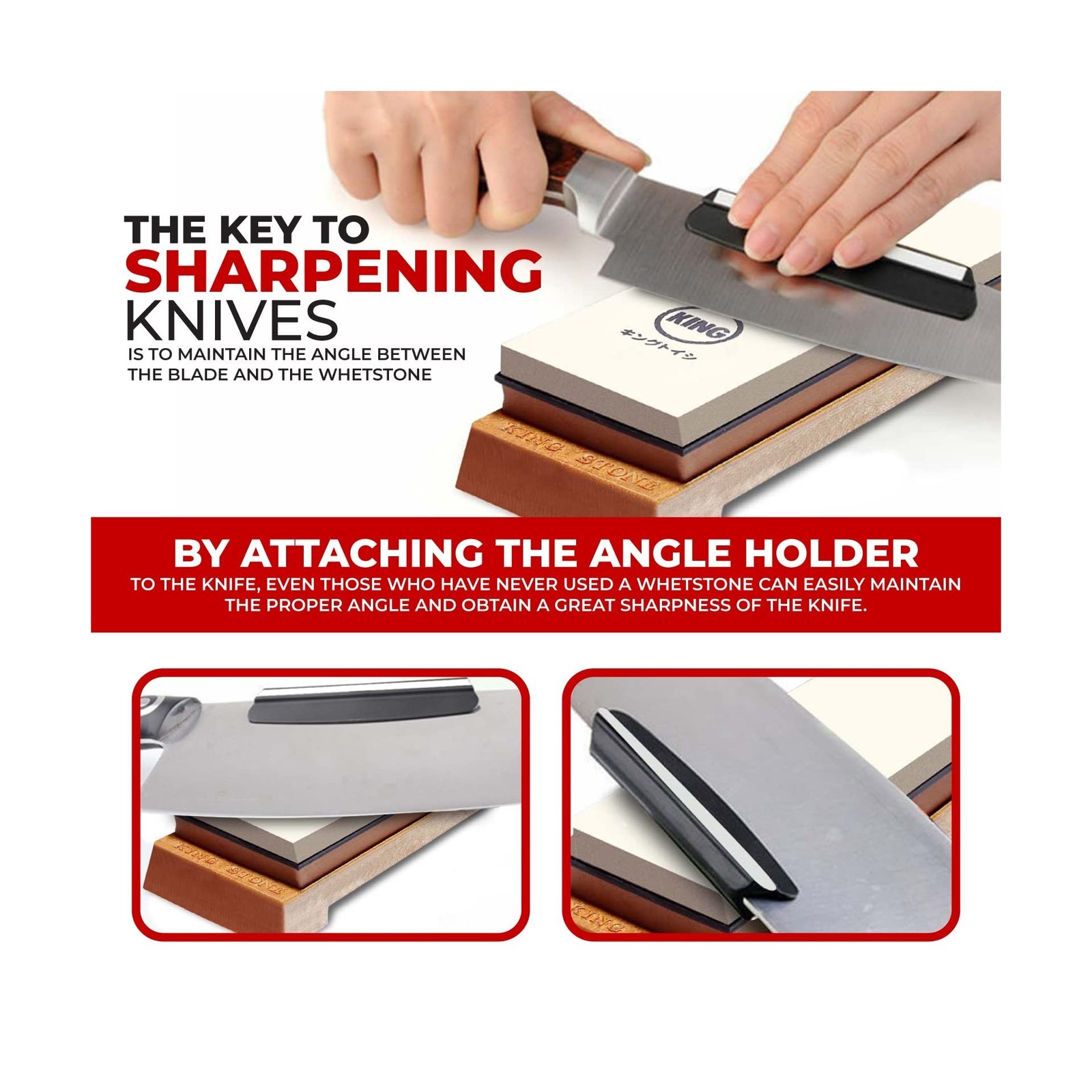 KING Whetstone Starter Set Include 1000/6000 Grit Combination Whetstone made ...