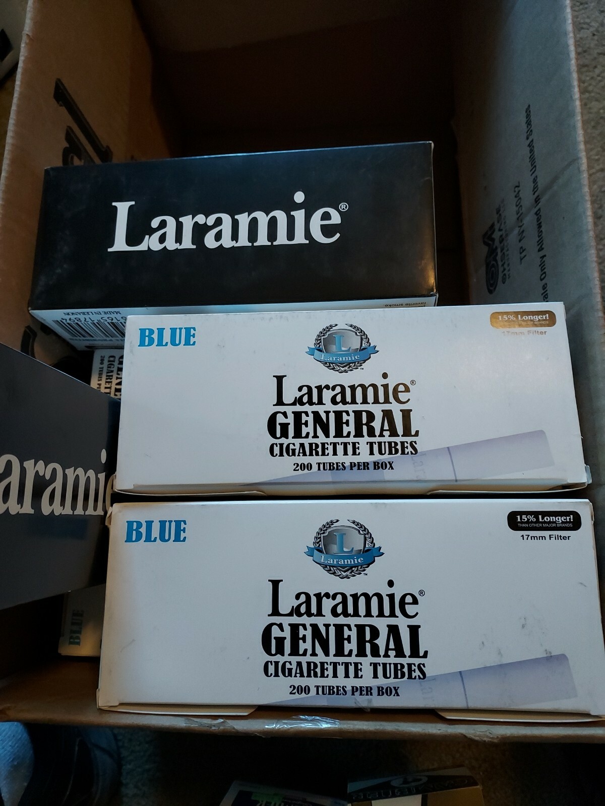 14 Boxes of Laramie Blue 200 Cigarette Tubes +1