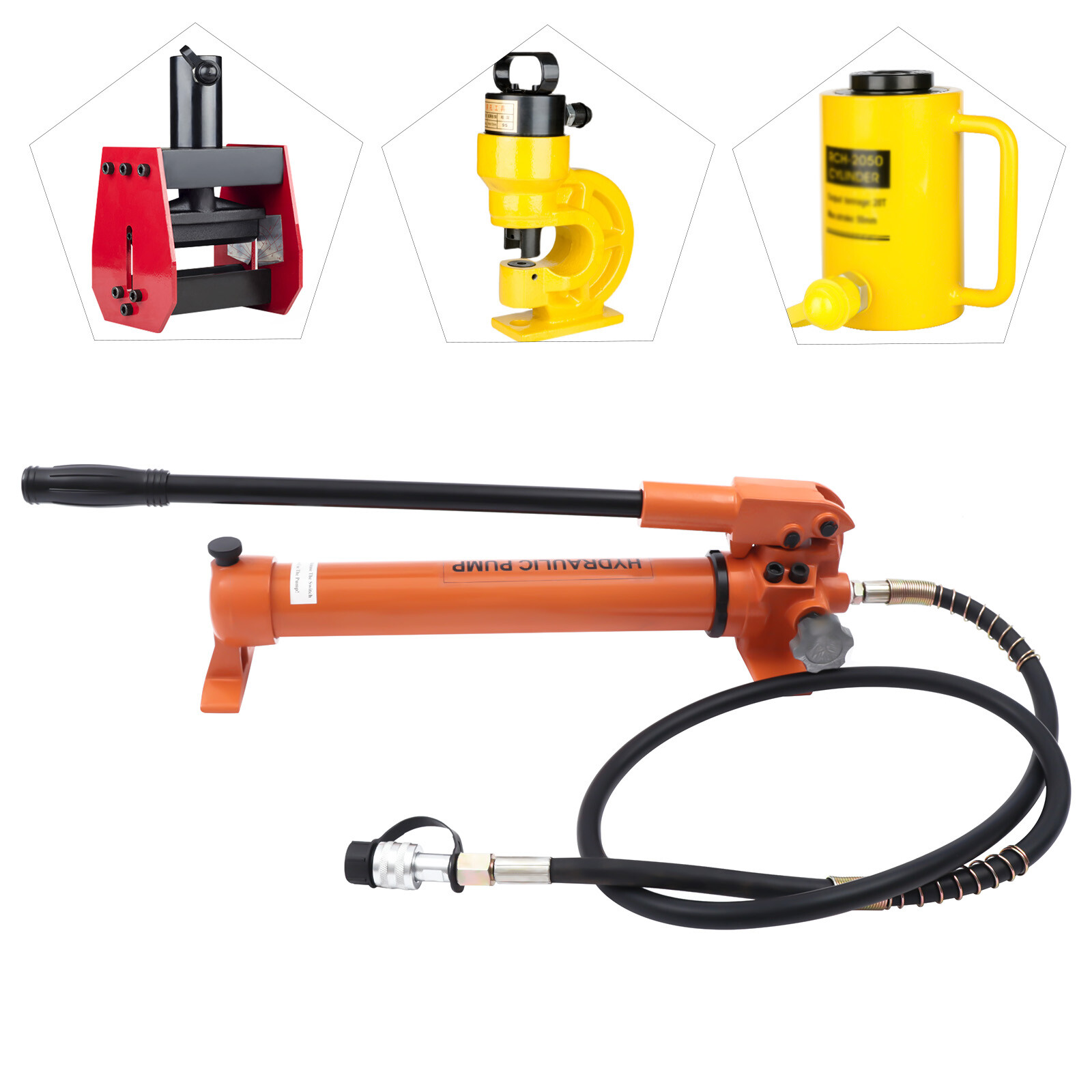 Manual Hydraulic Hand Pump Set 10000psi Oil Storage 900CC 10&4 Ton 2 Speed USA