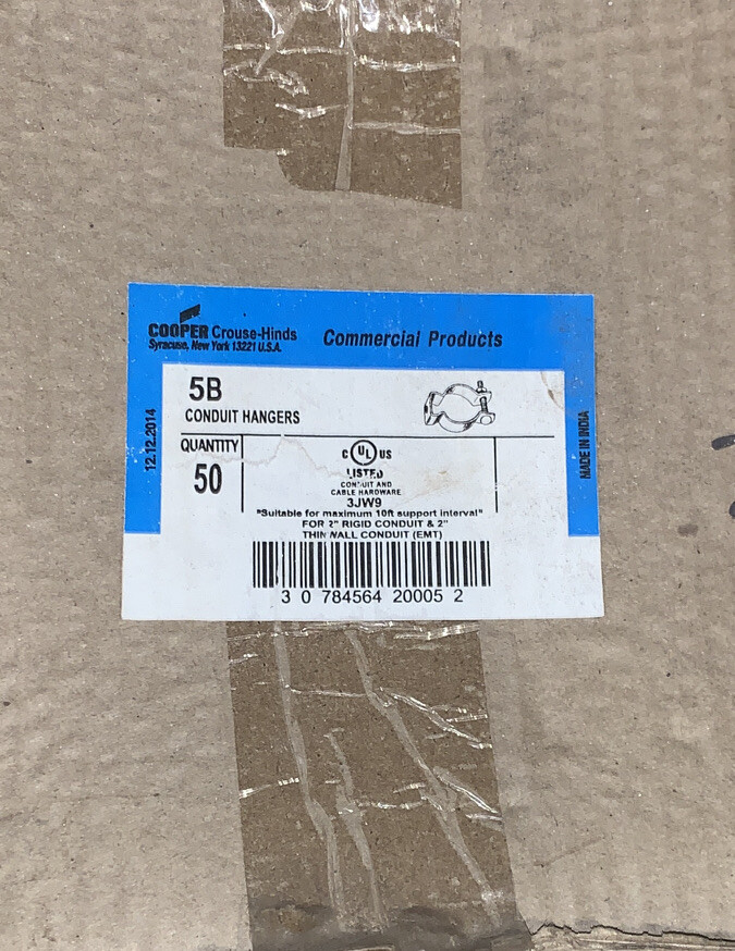 Eaton Crouse Hinds Conduit Hangers 2” Item 5B Quantity Of 50, Free Shipping