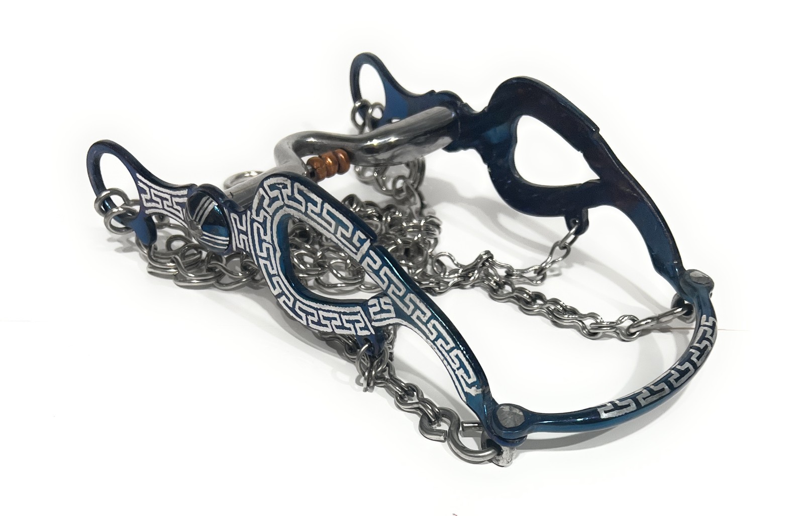 5 1/2"  CHARRO SADDLE MEXICAN BLUE HORSE BIT, TACK HORSE GEAR, FRENO CHARRO AZUL