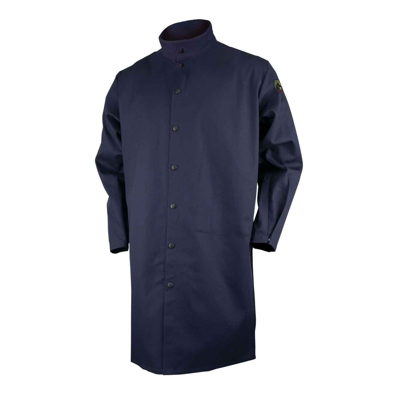 Black Stallion FN9-42C 9 oz. 42" Navy Flame Resistant Cotton Shop Coat 3X-Large