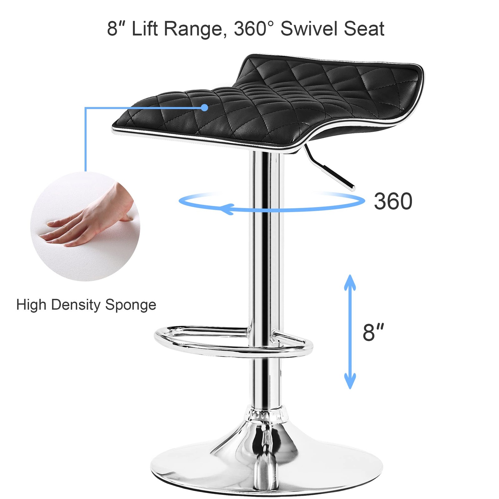 Adjustable Bar Stools Set of 2, Bar Height Stools for Kitchen Counter