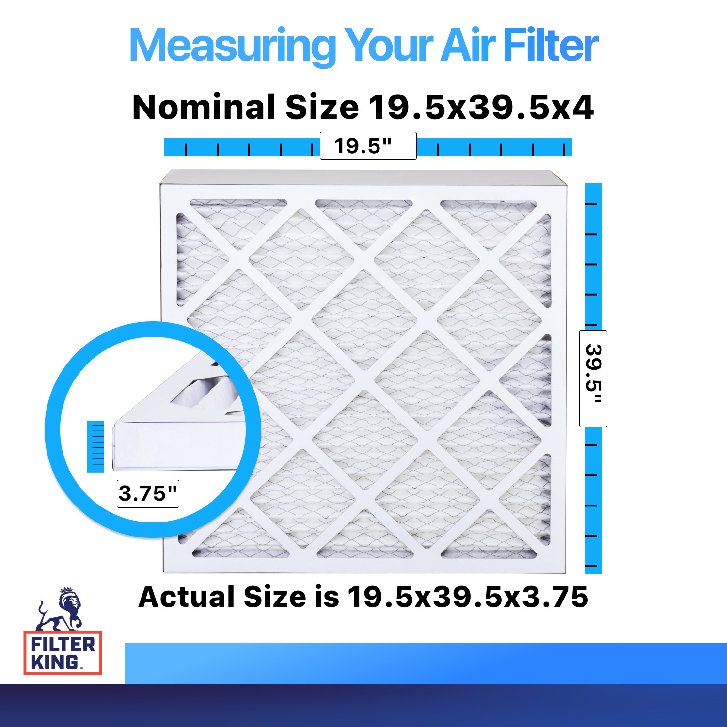 Filter King 19.5x39.5x4 Air Filter 4-PACK MERV 8 Actual Size 19.5 x 39.5 x 3.75"