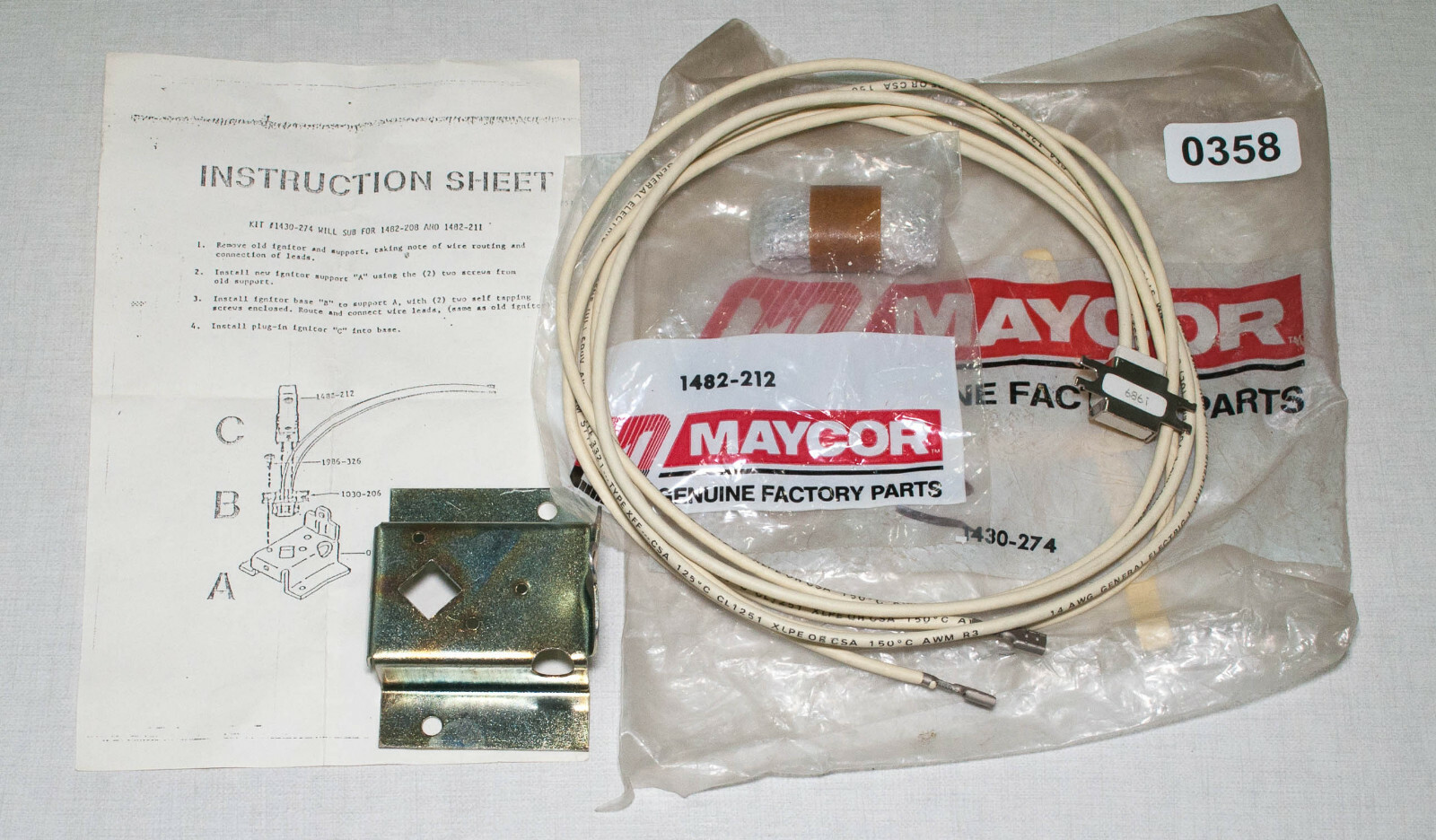 Maytag Maycor 1430-274 Igniter Kit 1482-208 1482-211 1482-212 1030-206 0862-401