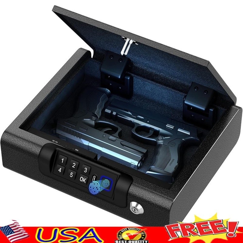 Biometric Gun Safe 3-Ways Fingerprint Digital PIN Unlock Handgun Safe with Sound