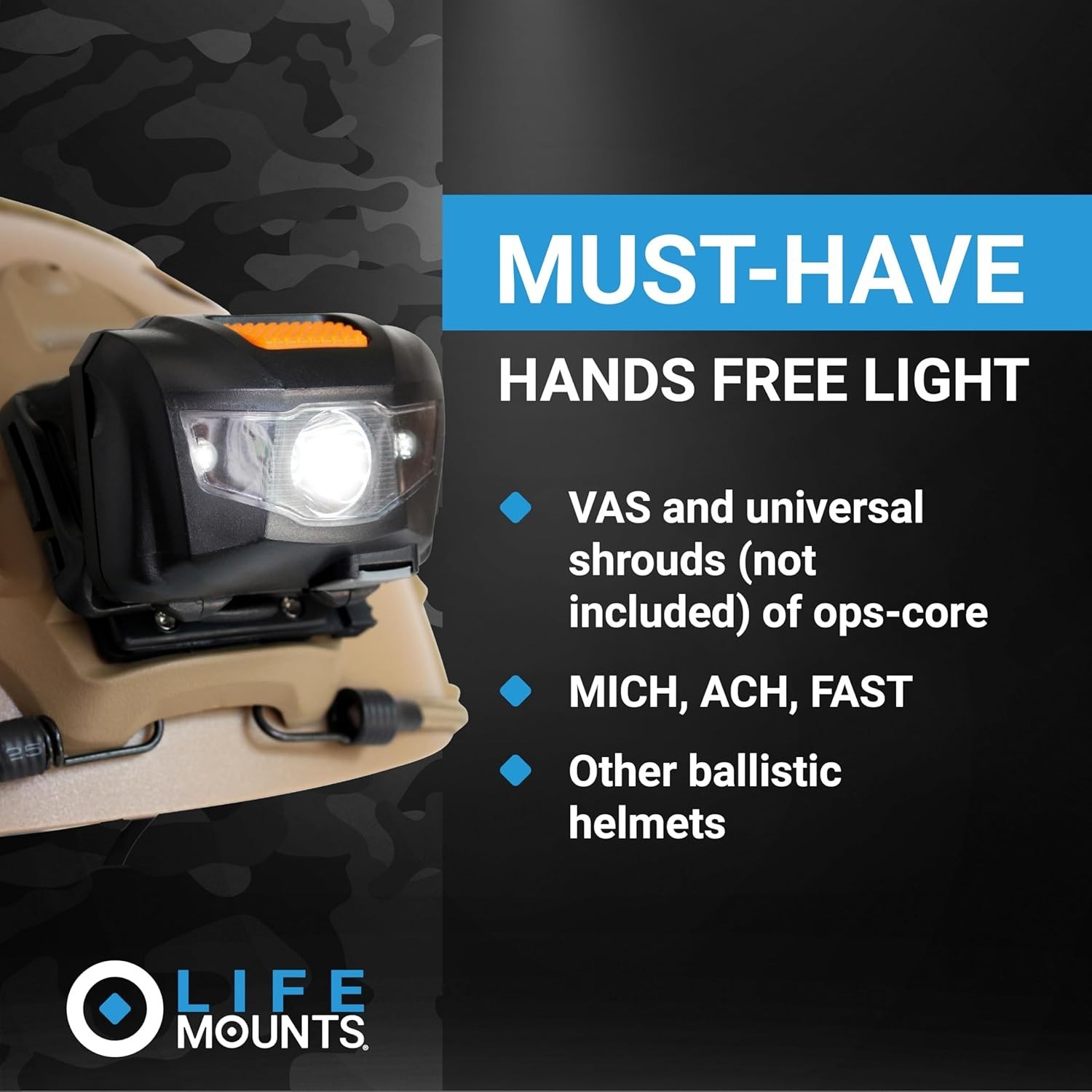 LED Tactical Helmet NVG Shroud Mounted Light