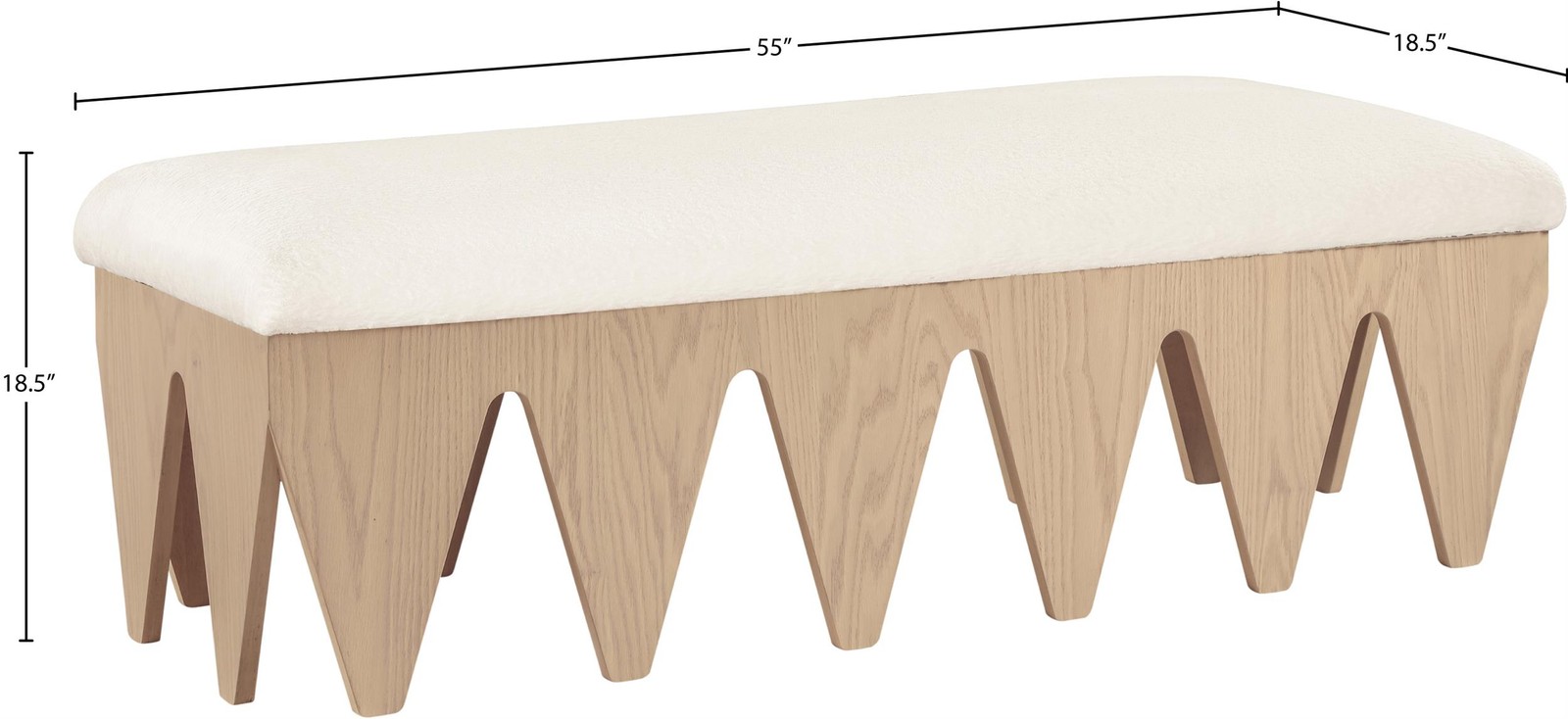 Meridian Furniture Altair Cream Velour Fur Fabric Bench
