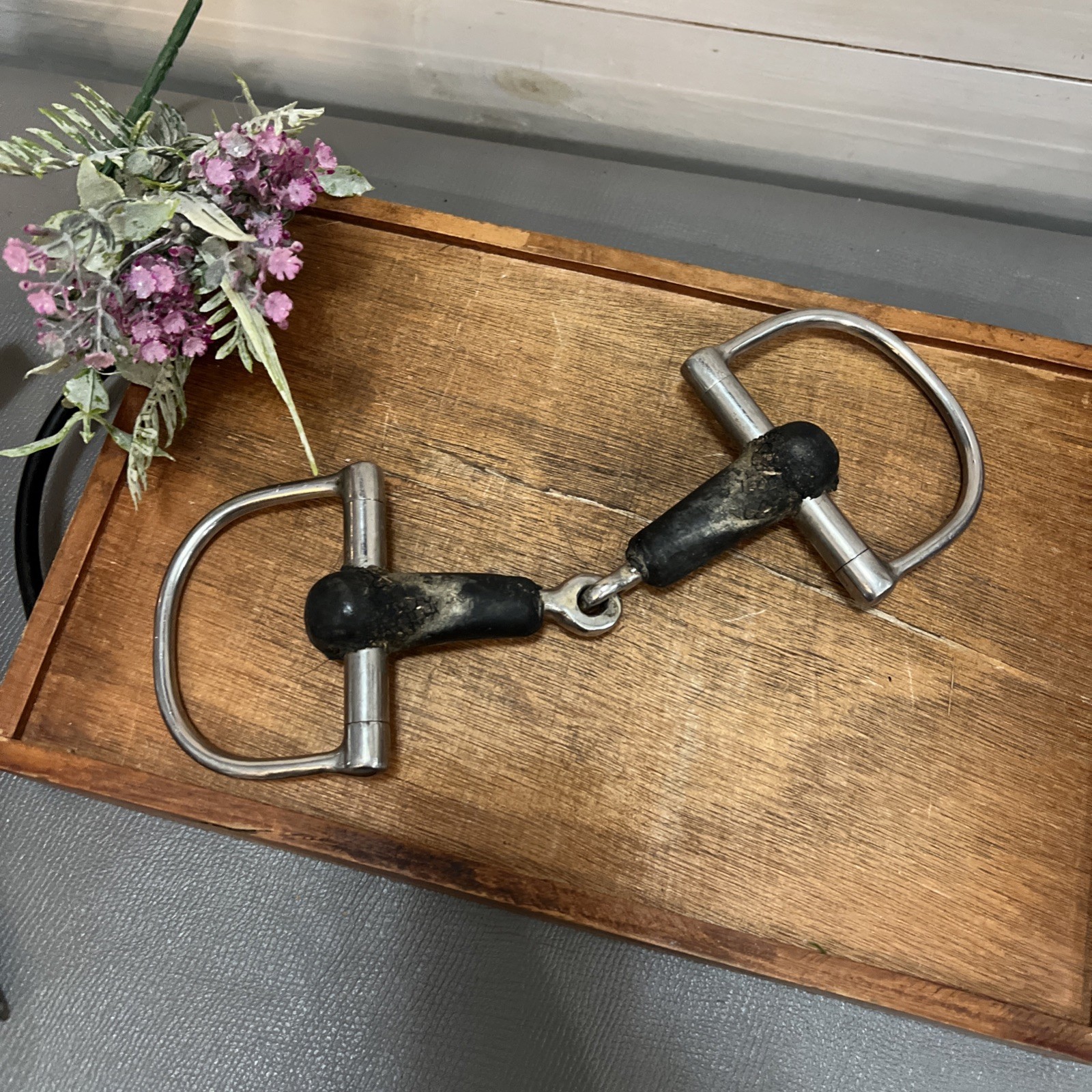 Korsteel Rubber D-ring Single Jointed Snaffle Bit 5"