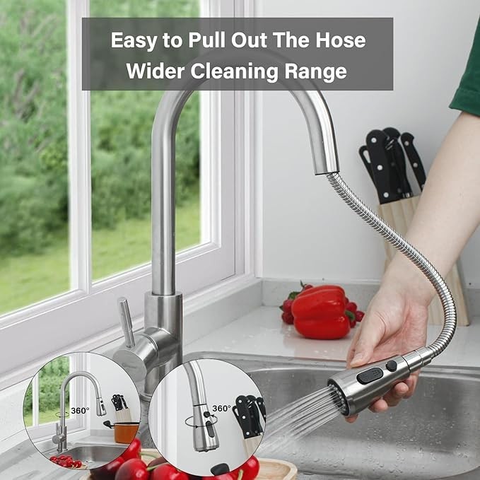 Sensor Touch on Kitchen Sink Faucet Pull Down Spray Swivel Deck Mount Mixer Tap