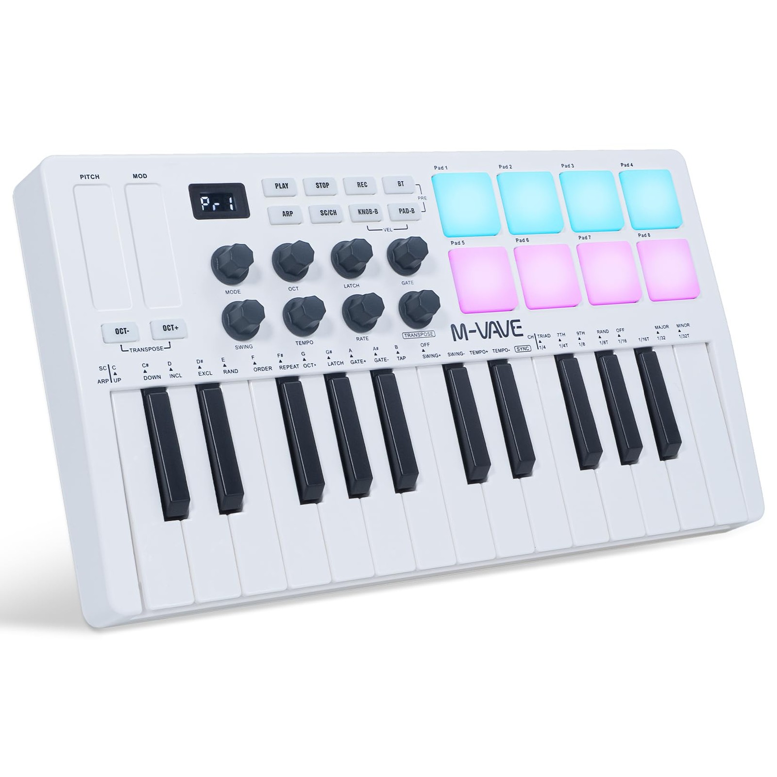 M-VAVE 25 Keys 8 Backlit Drum Pads MIDI Keyboard – Professional Beat Maker an...