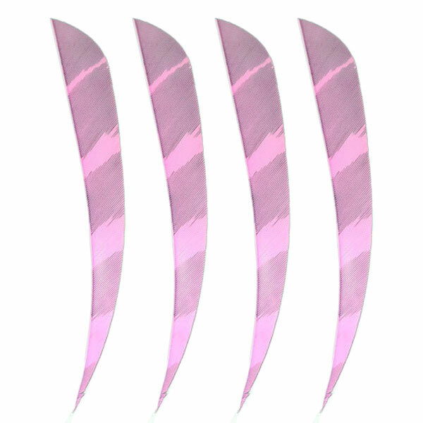 Muddy Buck Gear 4" Parabolic RW Barred Feathers - 36 Pack - Flo Pink