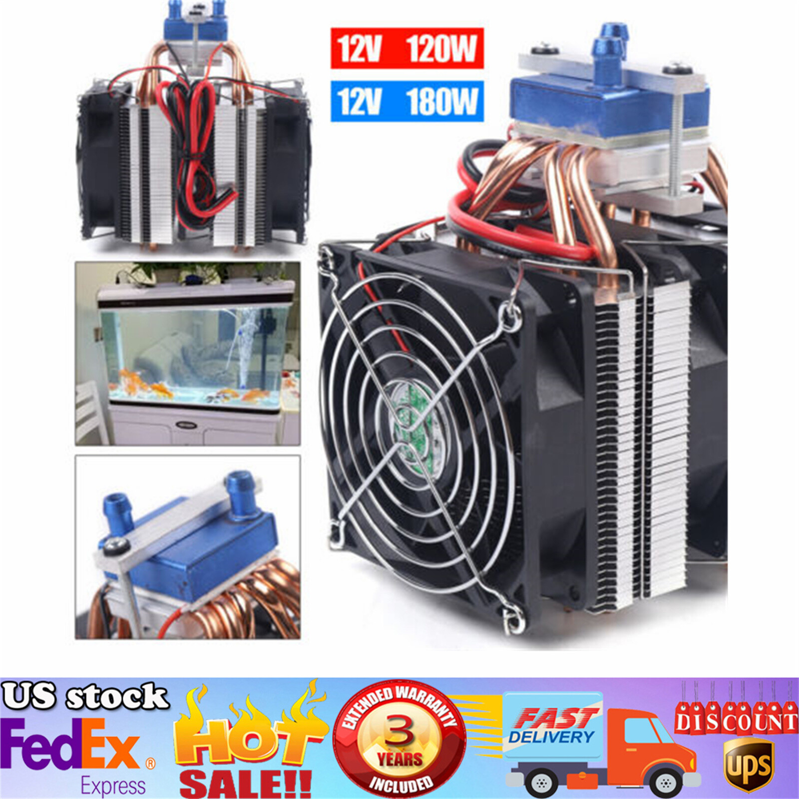 180W Aquarium Thermoelectric Cooler Peltier System Semiconductor Water Chiller