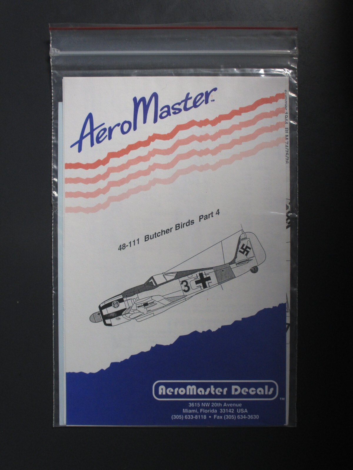 Aeromaster 1/48th Scale Butcher Birds Part 4 Decal Sheet No. 48111
