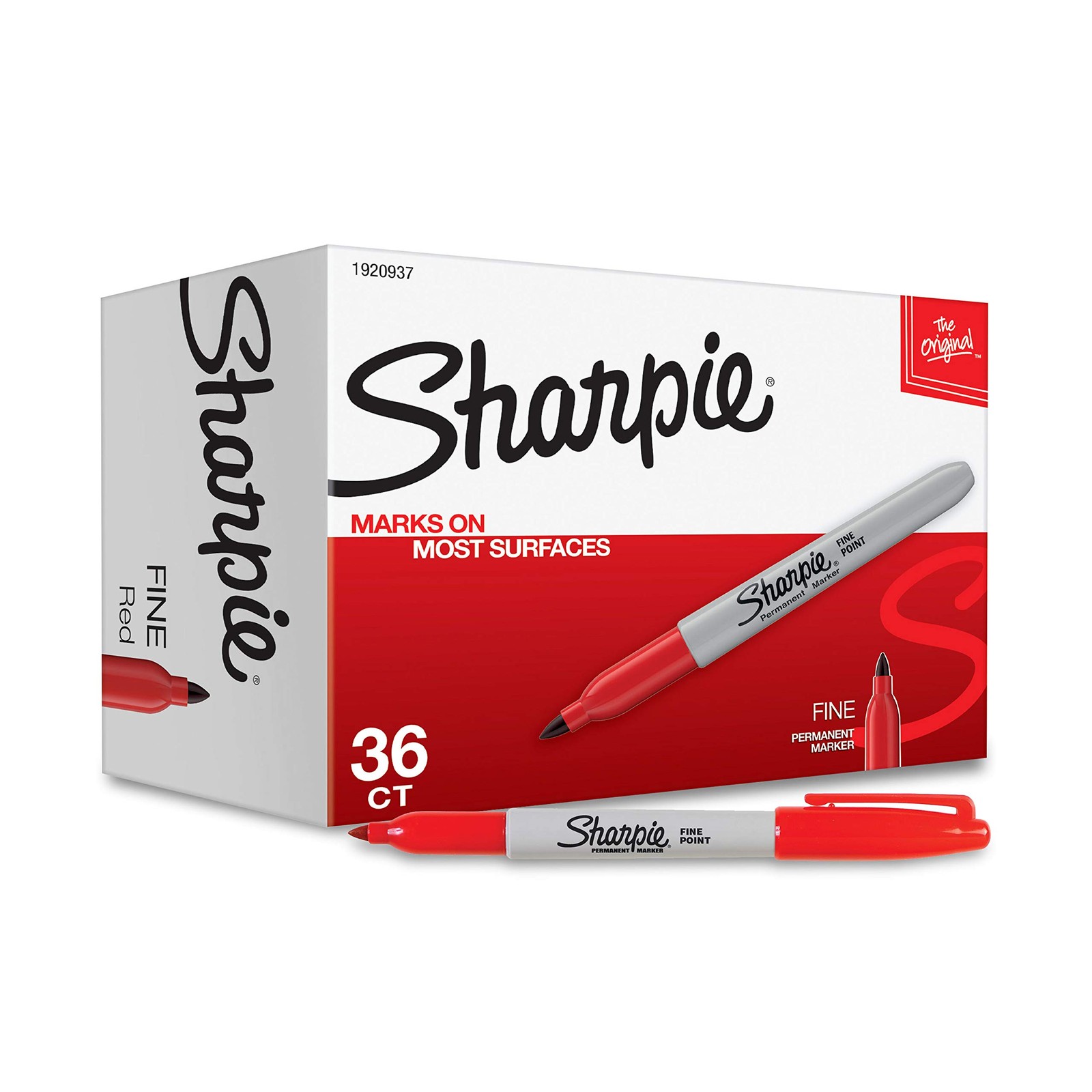 Sharpie Permanent Markers, Fine Tip, Red, 36 Count - Marks on Paper, Plastic,...