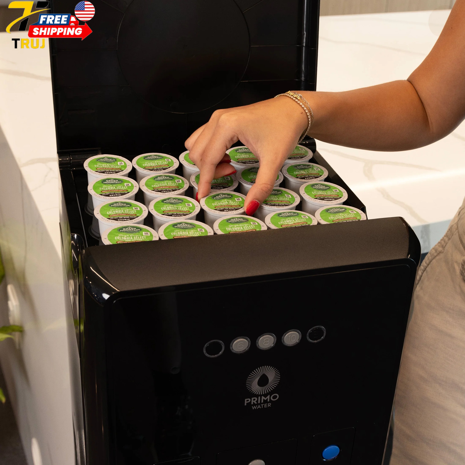 Bottom Loading Pro 2 Temp Water Dispenser with Single-Serve Coffee Maker Black