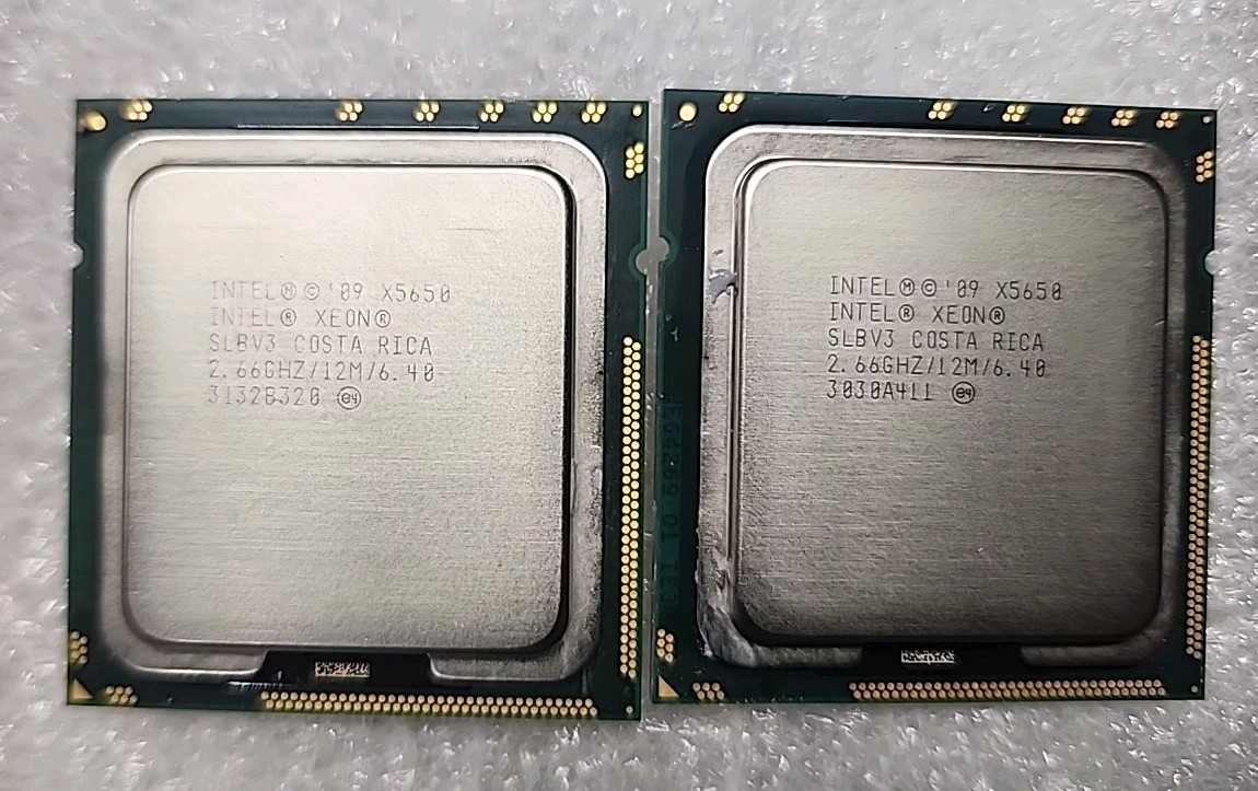 Lot Of 2 Intel Xeon X5650 2.66GHz Six Core CPUs SLBV3 LGA 1366