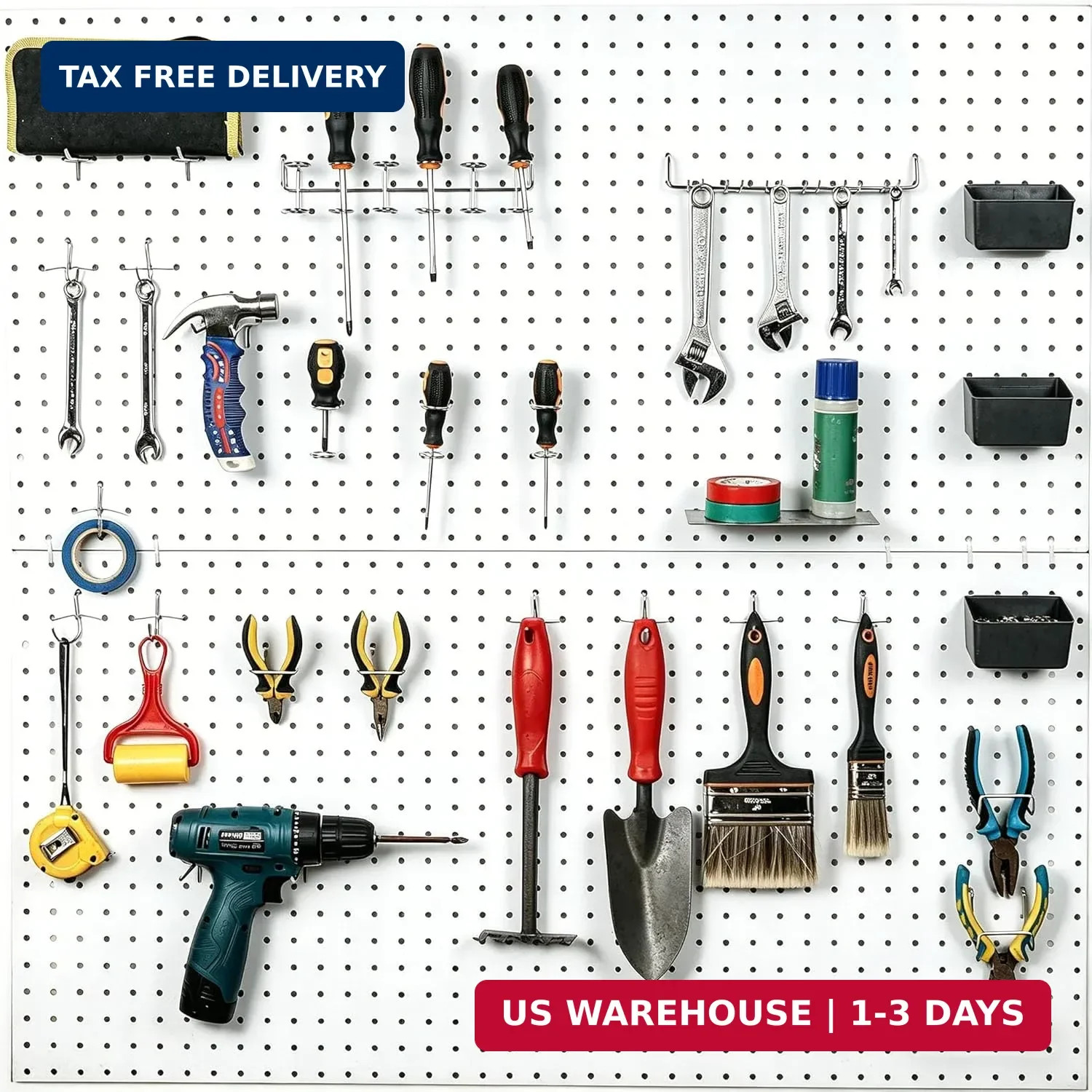 Pegboard Hooks Assortment with Pegboard Bins, Peg Locks, for Organizing