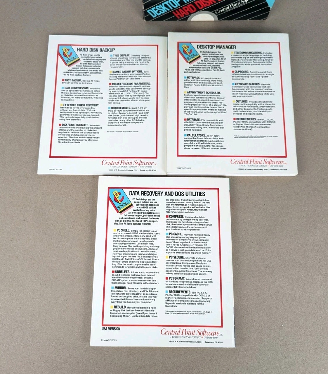 Vintage Central Point Software PC Tools Deluxe Computing IBM 5.25" Disk COMPLETE