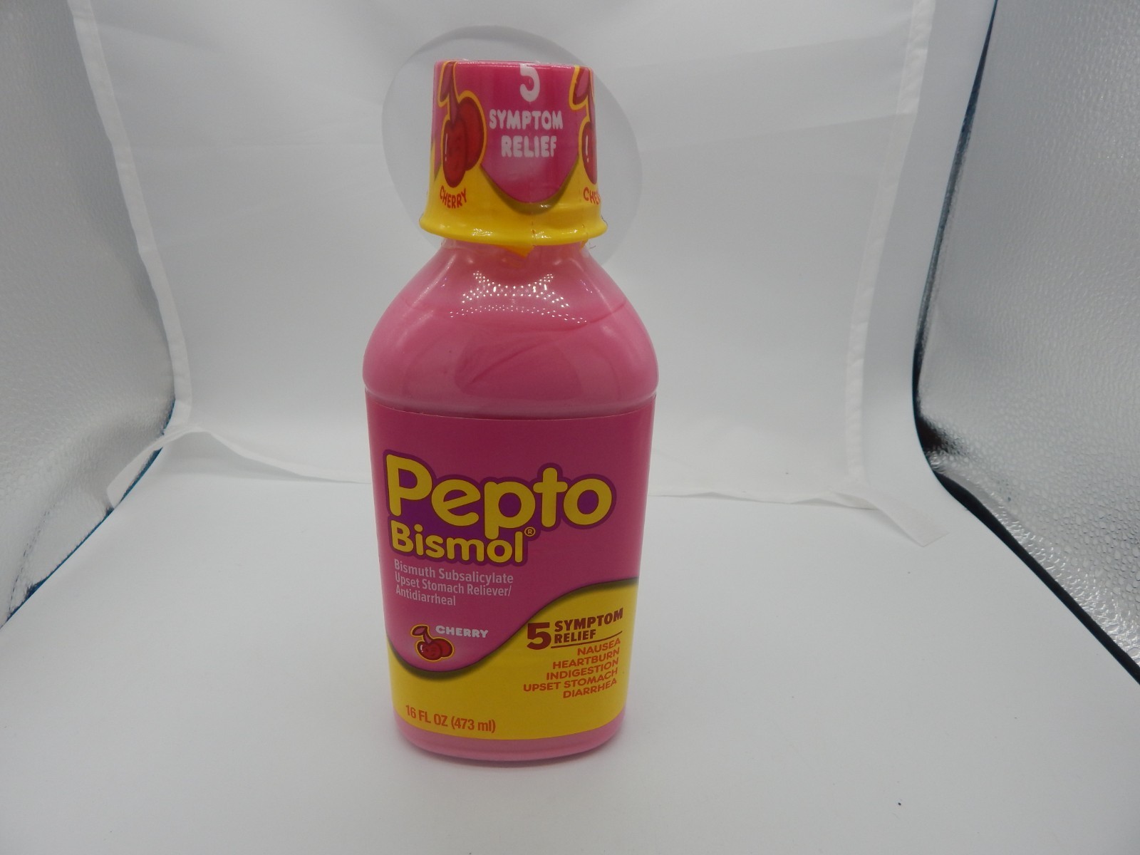 Pepto-Bismol Upset Stomach Antidiarrheal Reliever Liquid Cherry Flavor 16 Ounce