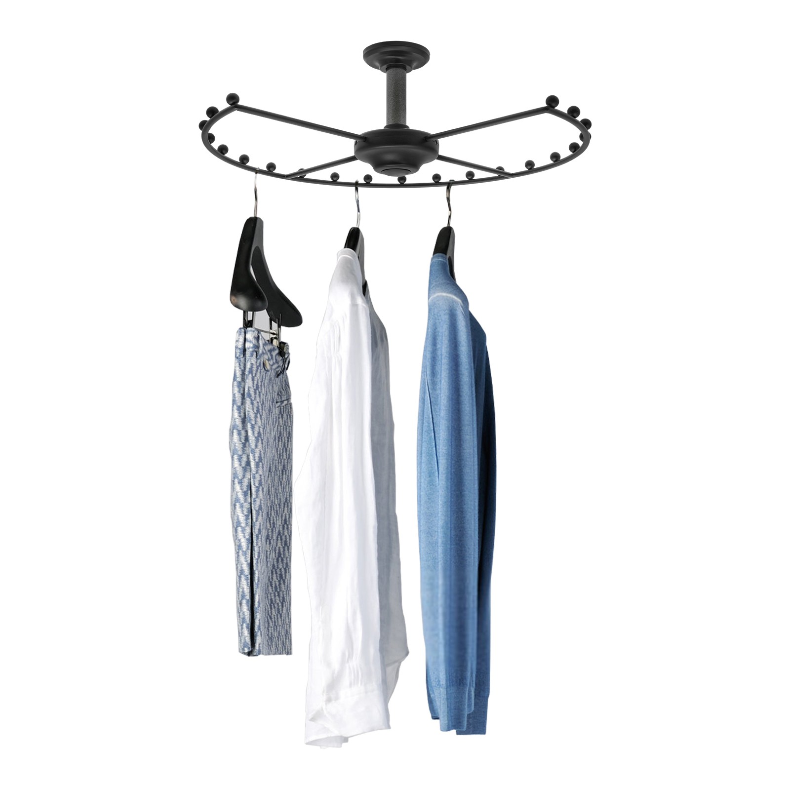 360° Rotating Round Closet Rod, Iron Round Closet Rod, 30kg/66.14lbs Capacity US