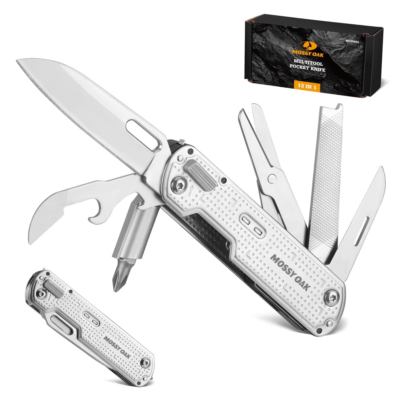 Mossy Oak 13-in-1 Multitool Pocket Knife, Razor-Sharp Stainless Steel...