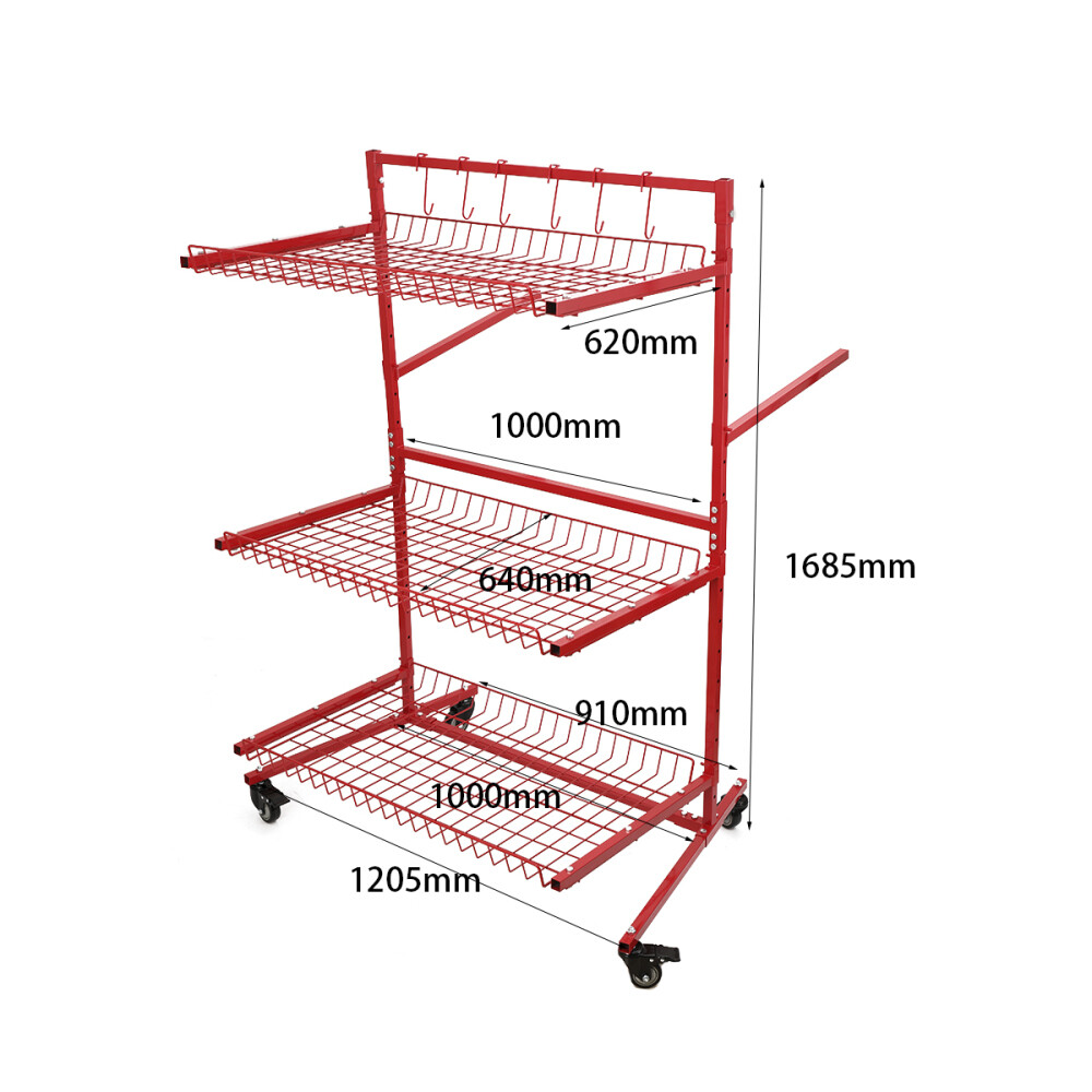 Parts Management Storage Rack Mobile Auto Body Rolling Parts Cart Body Shop Tool
