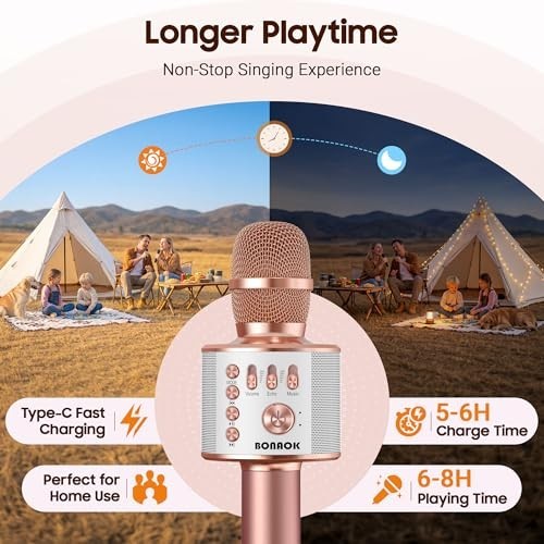 Wireless Karaoke Microphone Bluetooth Handheld Speaker Machine for Smartphones